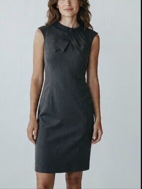 Laundry by Design Charcoal Gray Sleeveless Sheath Dress with Bow Detail